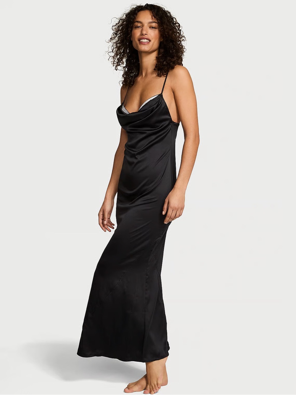 Victoria Secret VERY SEXY
Satin Sparkle Draped Maxi Slip sz-S